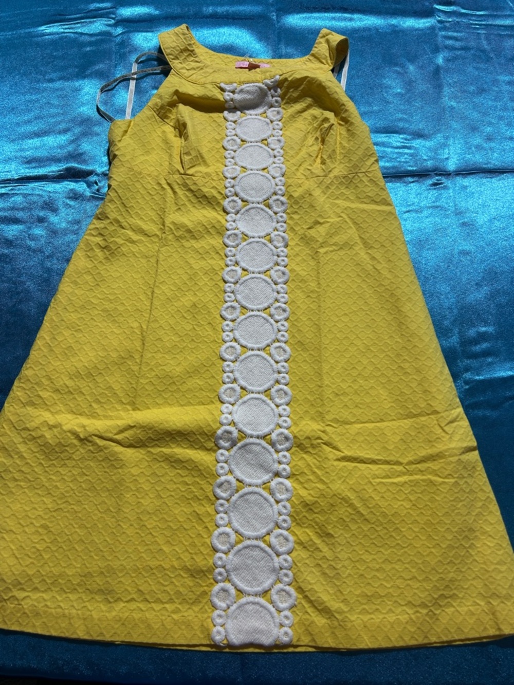 Lilly Pulitzer Yellow Tank Dress with White Lace Trim